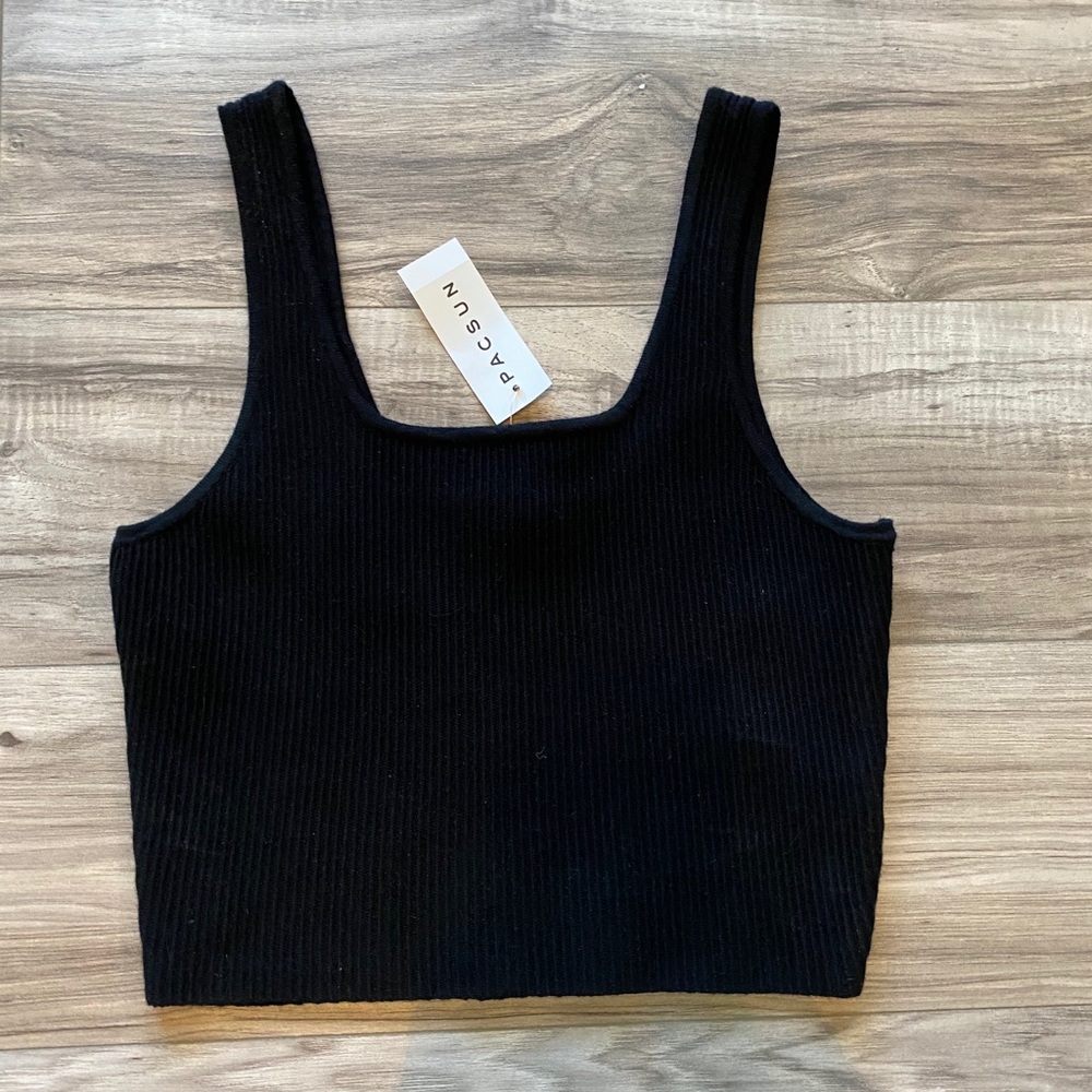 Kendall & Kylie Collection Black Square Neck Tank
